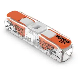 Through connector, 2 pole, 0.2-4.0 mm², clamping points: 2, transparent/white, spring-clamp connection, 32 A, 221-2401