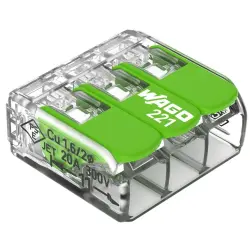 Cable connector, 3 pole, 4.0 mm², clamping points: 3, transparent, cage clamp, 32 A, 221-423