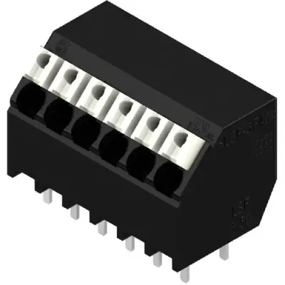 PCB terminal, 6 pole, pitch 3.5 mm, AWG 28-14, 10 A, spring-clamp connection, black, 1885690000 - 1