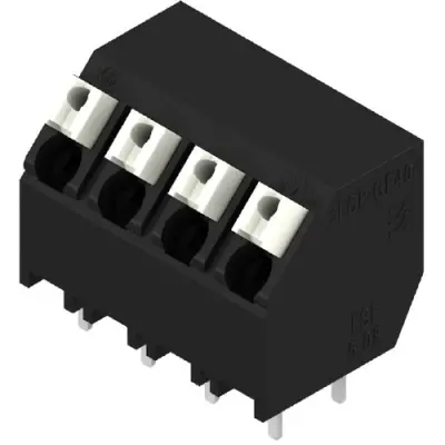 PCB terminal, 4 pole, pitch 5.08 mm, AWG 28-14, 10 A, spring-clamp connection, black, 1885040000 - 1