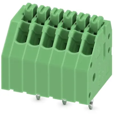 PCB terminal, 6 pole, pitch 2.5 mm, AWG 24-20, 2 A, spring-clamp connection, green, 1990041 - 1