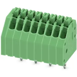 PCB terminal, 8 pole, pitch 2.5 mm, AWG 24-20, 2 A, spring-clamp connection, green, 1990067