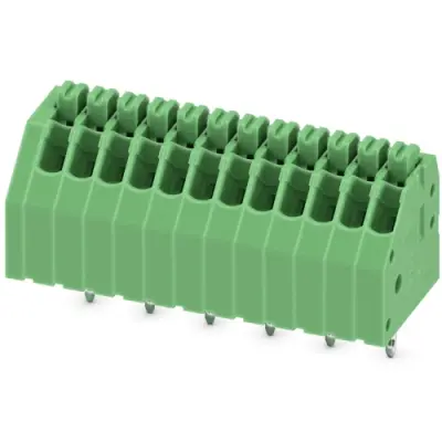 PCB terminal, 12 pole, pitch 2.5 mm, AWG 24-20, 2 A, spring-clamp connection, green, 1990106 - 1
