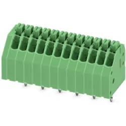 PCB terminal, 12 pole, pitch 2.5 mm, AWG 24-20, 2 A, spring-clamp connection, green, 1990106