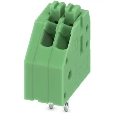 PCB terminal, 2 pole, pitch 2.5 mm, AWG 24-10, 2 A, spring-clamp connection, green, 1989748 - 1