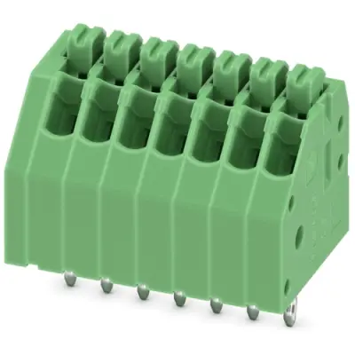 PCB terminal, 7 pole, pitch 2.5 mm, AWG 24-10, 2 A, spring-clamp connection, green, 1989793 - 1