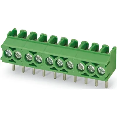 PCB terminal, 2 pole, pitch 3.5 mm, AWG 26-16, 17.5 A, screw connection, green, 1984769 - 1