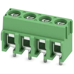 PCB terminal, 4 pole, pitch 5 mm, AWG 26-14, 17.5 A, screw connection, green, 1935187