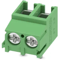 PCB terminal, 2 pole, pitch 5 mm, AWG 20-10, 32 A, screw connection, green, 1987724