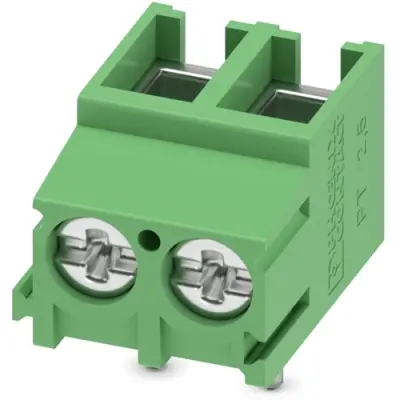 PCB terminal, 2 pole, pitch 5 mm, AWG 20-10, 32 A, screw connection, green, 1987724 - 1