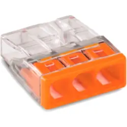 Cable connector, 3 pole, 0.5-2.5 mm², clamping points: 3, orange/transparent, cage clamp, 24 A, 2273-203