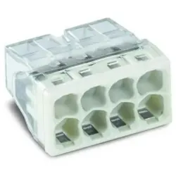 Cable connector, 8 pole, 0.5-2.5 mm², clamping points: 8, transparent/white, cage clamp, 24 A, 2273-208