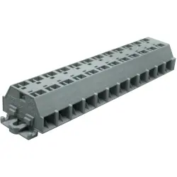 4-wire terminal, spring-clamp connection, 0.08-1.5 mm², 12 pole, 18 A, 6 kV, gray, 260-212