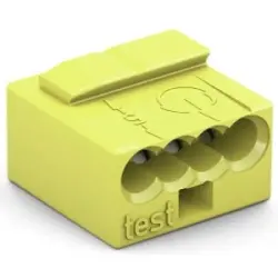 Micro junction box terminal, 4 pole, 0.6-0.8 mm², clamping points: 4, yellow, clamp connection, 6 A, 243-504
