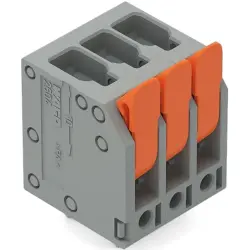 PCB terminal, 3 pole, pitch 5 mm, AWG 24-12, 32 A, push-in cage clamp, gray, 2604-3103