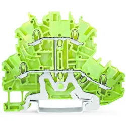 Double level terminal, spring-clamp connection, 0.14-1.5 mm², 2 pole, 13.5 A, 6 kV, yellow/green, 2000-2207