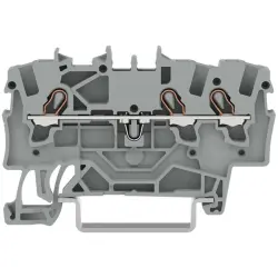 3-wire feed-through terminal, spring-clamp connection, 0.25-2.5 mm², 1 pole, 18 A, 8 kV, gray, 2001-1301