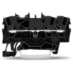 3-wire feed-through terminal, spring-clamp connection, 0.25-2.5 mm², 1 pole, 18 A, 8 kV, black, 2001-1305