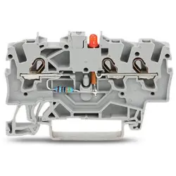 3-wire LED terminal, spring-clamp connection, 0.25-2.5 mm², 1 pole, 25 mA, gray, 2001-1321/1000-413
