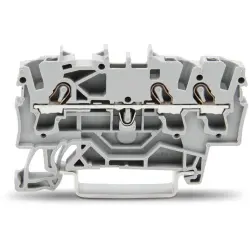 3-wire feed-through terminal, spring-clamp connection, 0.25-4.0 mm², 1 pole, 24 A, 8 kV, gray, 2002-1301