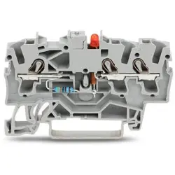 3 conductor component terminal block with red LED, spring-clamp connection, 0.75-4.0 mm², 1 pole, 25 mA, gray, 2002-1321/1000-413