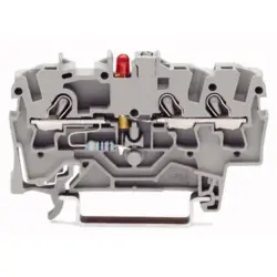 3 conductor component terminal block with red LED, spring-clamp connection, 0.75-4.0 mm², 1 pole, 25 mA, gray, 2002-1321/1000-434