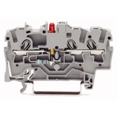 3 conductor component terminal block with red LED, spring-clamp connection, 0.75-4.0 mm², 1 pole, 25 mA, gray, 2002-1321/1000-434 - 1