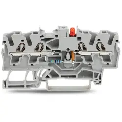 4 conductor component terminal block with red LED, spring-clamp connection, 0.25-4.0 mm², 1 pole, 25 mA, gray, 2002-1421/1000-413