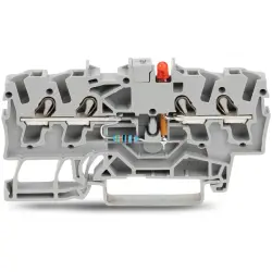 4 conductor component terminal block with red LED, spring-clamp connection, 0.25-4.0 mm², 1 pole, 25 mA, gray, 2002-1421/1000-434