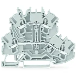 Feed-through/feed-through terminal block, spring-clamp connection, 0.25-4.0 mm², 2 pole, 24 A, 6 kV, gray, 2002-2201