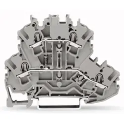 Double-decker component terminal block with diode 1N4007, spring-clamp connection, 0.25-4.0 mm², 2 pole, 500 mA, gray, 2002-2211/1000-411