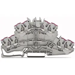 4-wire double level terminal block, spring-clamp connection, 0.25-4.0 mm², 2 pole, 24 A, 8 kV, gray, 2002-2408