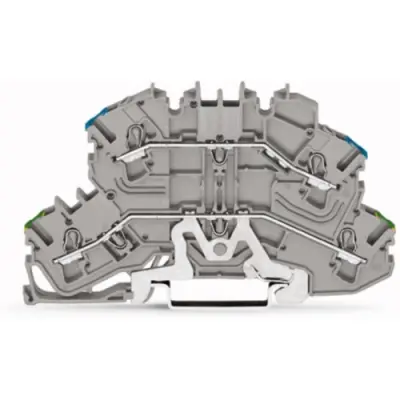Protective conductor/feed-through terminal, spring-clamp connection, 0.25-4.0 mm², 2 pole, 24 A, 6 kV, gray, 2002-2647 - 1