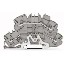 Protective conductor/feed-through terminal, spring-clamp connection, 0.25-4.0 mm², 2 pole, 24 A, 6 kV, gray, 2002-2657