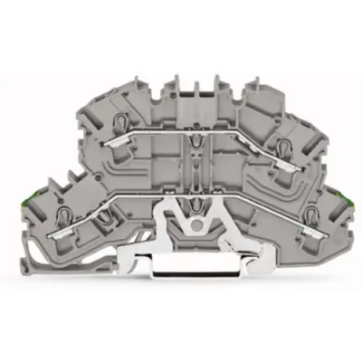 Protective conductor/feed-through terminal, spring-clamp connection, 0.25-4.0 mm², 2 pole, 24 A, 6 kV, gray, 2002-2657 - 1