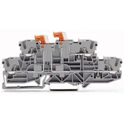 Double level double disconnect terminal block, spring-clamp connection, 0.25-4.0 mm², 16 A, 6 kV, gray, 2002-2951