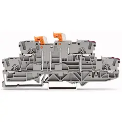 Double level double disconnect terminal block, spring-clamp connection, 0.25-4.0 mm², 3 pole, 16 A, 6 kV, gray, 2002-2958