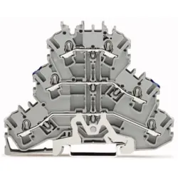 Shield conductor/feed-through/feed-through terminal block, spring-clamp connection, 0.25-4.0 mm², 3 pole, 24 A, 6 kV, gray, 2002-3218