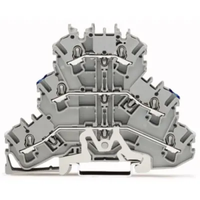 Shield conductor/feed-through/feed-through terminal block, spring-clamp connection, 0.25-4.0 mm², 3 pole, 24 A, 6 kV, gray, 2002-3218 - 1