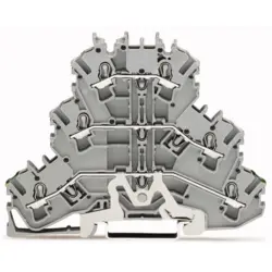 Protective conductor/feed-through/feed-through terminal block, spring-clamp connection, 0.25-4.0 mm², 3 pole, 24 A, 6 kV, gray, 2002-3227