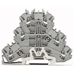 Shield conductor/feed-through/feed-through terminal block, spring-clamp connection, 0.25-4.0 mm², 3 pole, 24 A, 6 kV, gray, 2002-3228