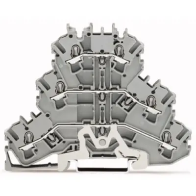 Shield conductor/feed-through/feed-through terminal block, spring-clamp connection, 0.25-4.0 mm², 3 pole, 24 A, 6 kV, gray, 2002-3228 - 1