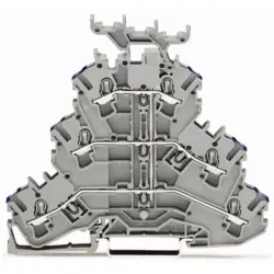 6-wire feed-through terminal, spring-clamp connection, 0.25-4.0 mm², 3 pole, 24 A, 6 kV, gray, 2002-3238