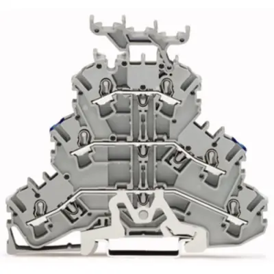 Shield conductor/feed-through/feed-through terminal block, spring-clamp connection, 0.25-4.0 mm², 3 pole, 24 A, 6 kV, gray, 2002-3248 - 1