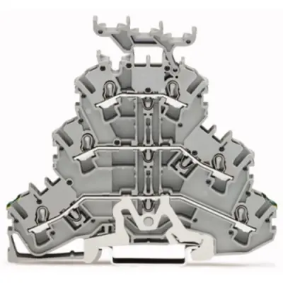 Protective conductor/feed-through/feed-through terminal block, spring-clamp connection, 0.25-4.0 mm², 3 pole, 24 A, 6 kV, gray, 2002-3257 - 1