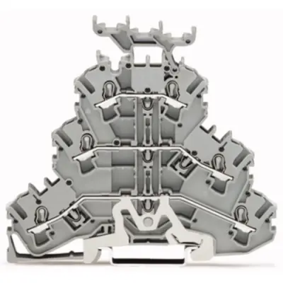 Shield conductor/feed-through/feed-through terminal block, spring-clamp connection, 0.25-4.0 mm², 3 pole, 24 A, 6 kV, gray, 2002-3258 - 1