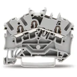 3-wire feed-through terminal, spring-clamp connection, 0.25-4.0 mm², 1 pole, 24 A, 8 kV, gray, 2002-6301