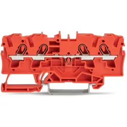 4-wire feed-through terminal, spring-clamp connection, 0.5-6.0 mm², 1 pole, 32 A, 8 kV, red, 2004-1403