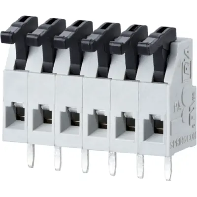 PCB terminal, 2 pole, pitch 5 mm, AWG 28-14, 12 A, spring-clamp connection, gray, AST0250204 - 1
