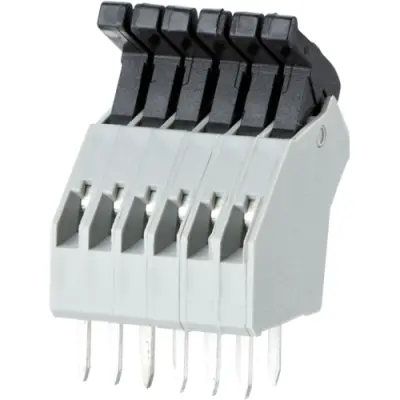 PCB terminal, 6 pole, pitch 2.5 mm, AWG 28-20, 8 A, spring-clamp connection, gray, AST0410604 - 1